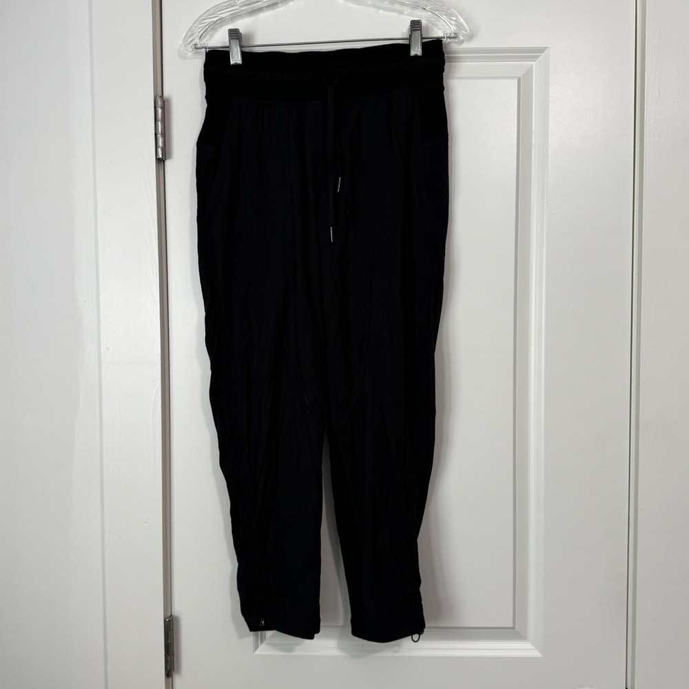 Lululemon 4 Black Dance Studio Pants Drawstring Cinch Ankles Pockets
